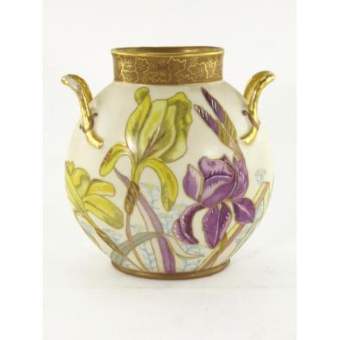 Fine Limoges hand painted pillow vase