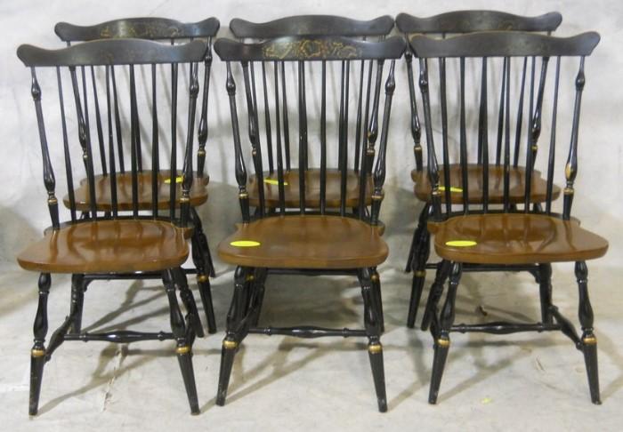 Ebonized and stenciled set of chairs