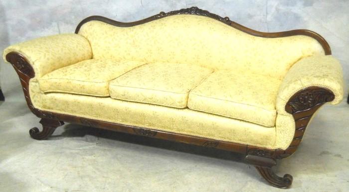Vintage carved upholstered sofa