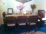 1920's Walnut Dining Table, 6 Chairs and Two Large Leaves would seat 10 people only one leaf in place in pic
