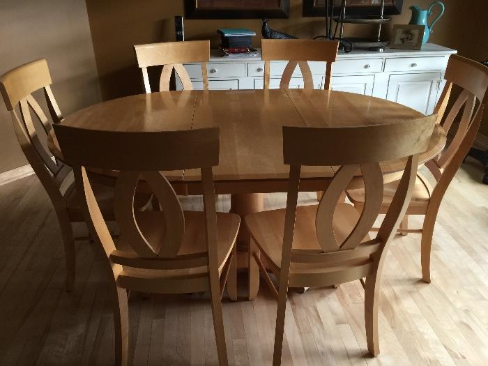 Maple Dining set -2 leaves, 6 chairs