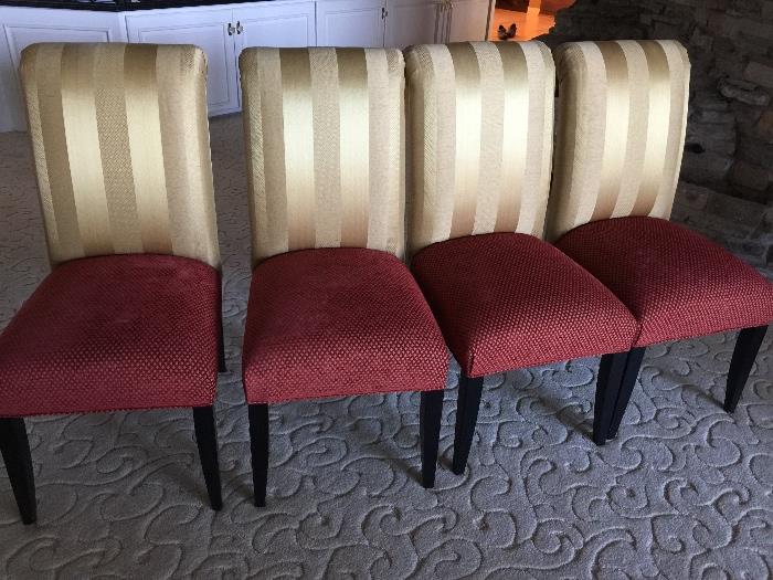 6 matching side chairs, 2 coordinating custom end chairs with arms
