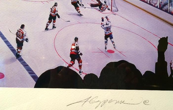 Tony Capparelli's Mural of the 1980 Cup-winning goal by Bob Nystrom.
