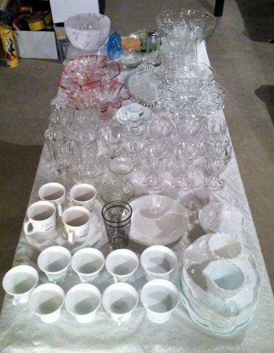 glassware and milk glass