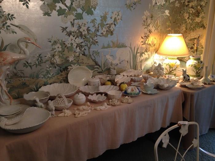 A collection of white porcelain and pottery pieces -