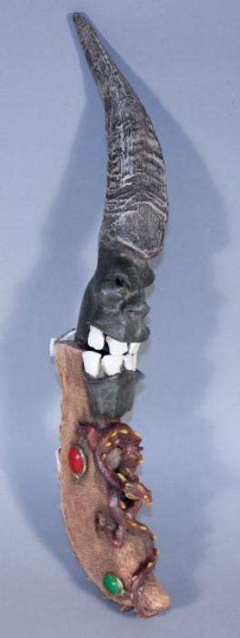 Tomahawk Knife With Troll Figure Horn and Handle - 5" Blade