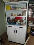 GREAT retro metal cabinet with glass sliding doors on top! 