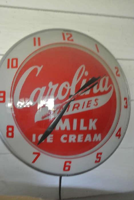 Carolina Dairies advertising clock