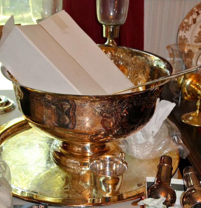Punch Bowl, Ladle, and matching cups