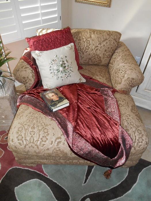 Any reader would love this custom upholstered overstuffed chair - its made of down....