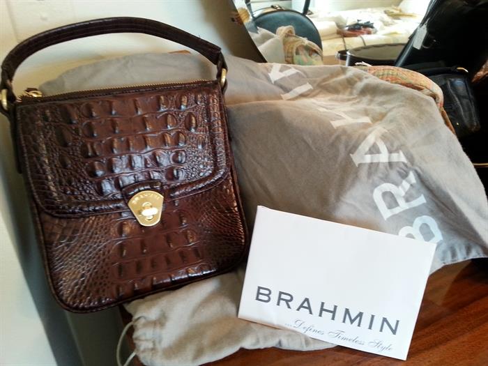 Authentic Brahmin crocodile bag with registration card and protector bag. Many nice vintage purses too.  