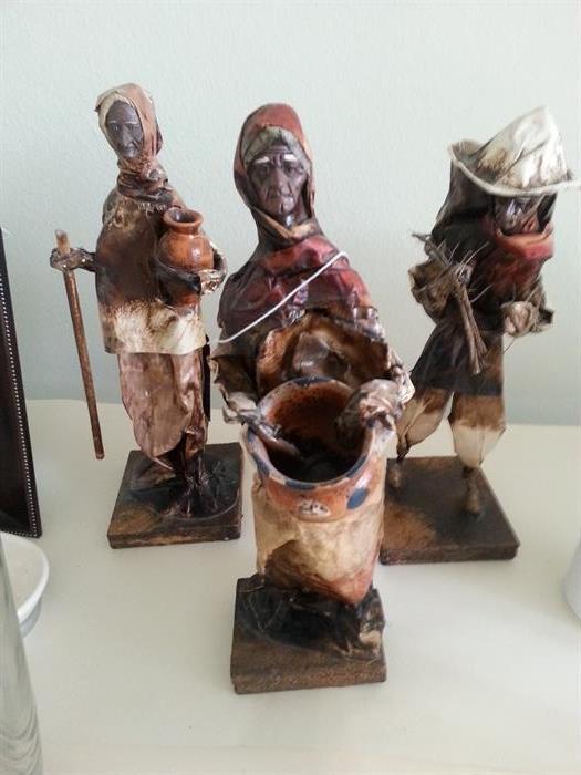 Vintage Mexican Folk Art Paper Mache sculptured figurines.