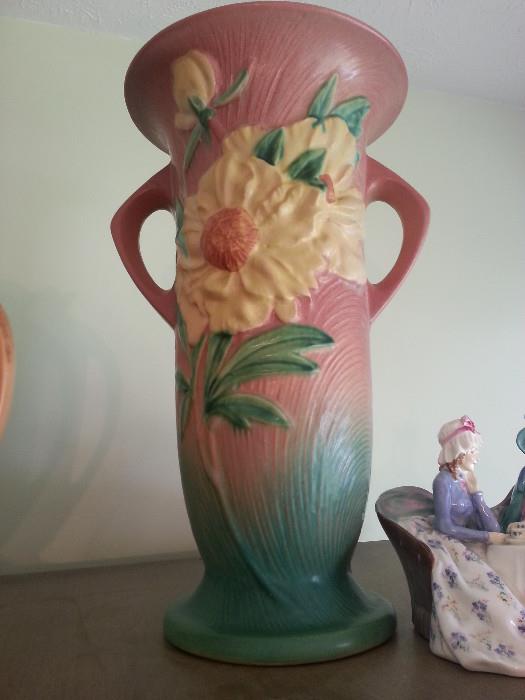 Roseville 15" Peony Floor vase