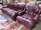 Leather Couch and Chair with Ottoman