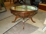Vintage round table with glass top