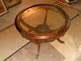 Vintage round table with glass top