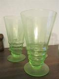 1930's Green Glass Footed tumbler /soda 
