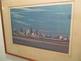Print of Dallas Skyline, late 1960's by Ed Bearden.  "View from the Levee"
