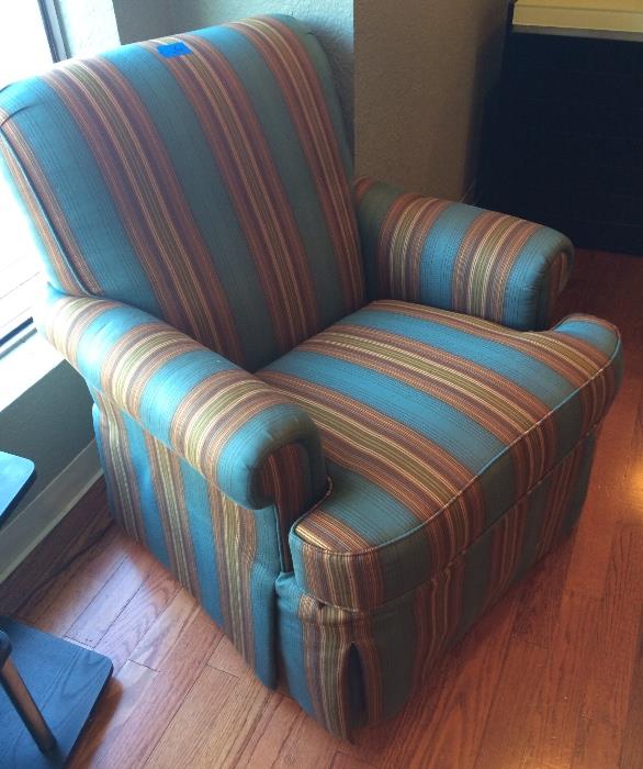 Pair of striped armchairs in awesome condition. (One shown).
