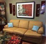 Comfy Bassett sleeper sofa and contemporary art!