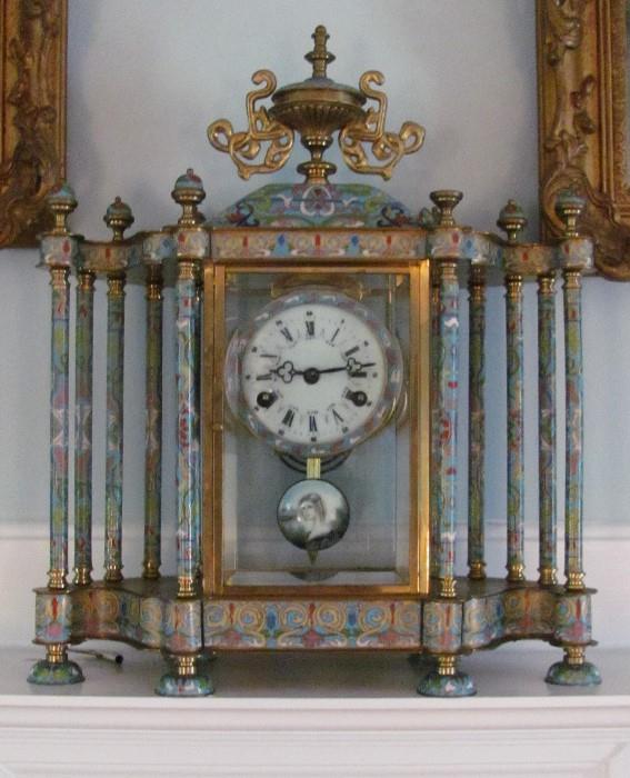 Fine Quality large Chinese Cloisonné Mantel Clock. 