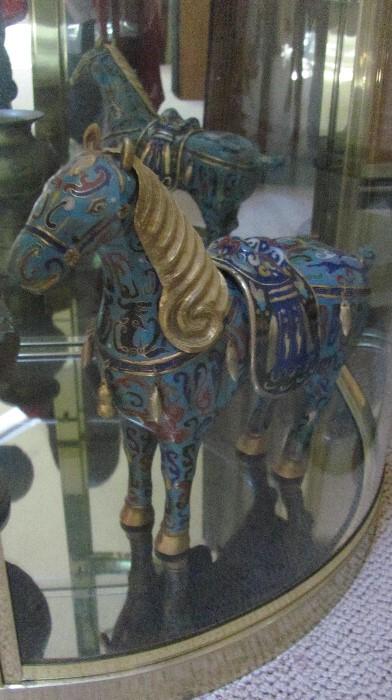 Cloisonné Horses- One of a pair