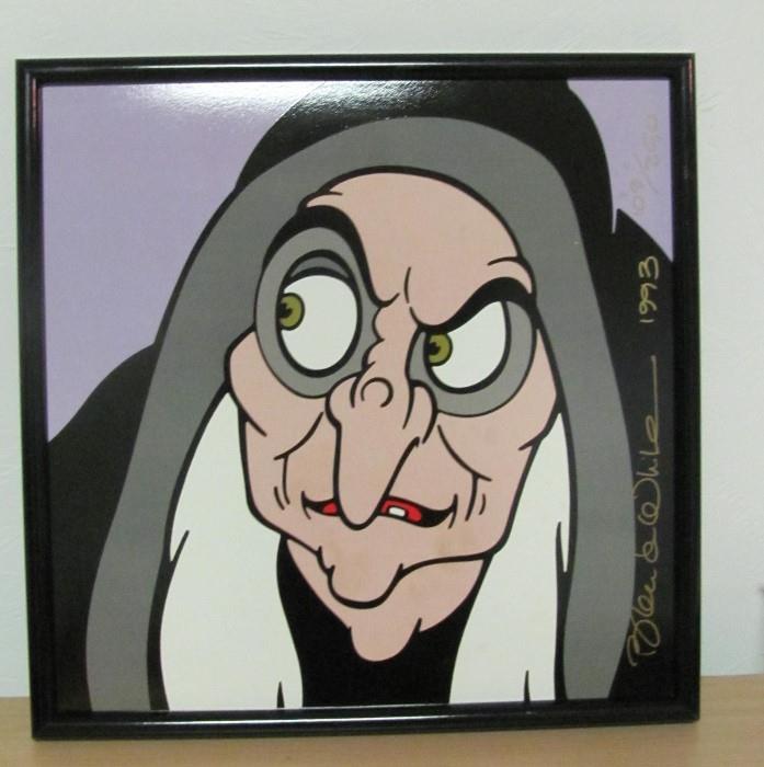 Rare Tile Art by Brenda White, Large Size with Stand. Limited Edition "THE OLD HAG"