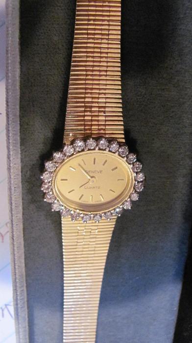 Ladies Wrist Watch with diamonds, 14Kt