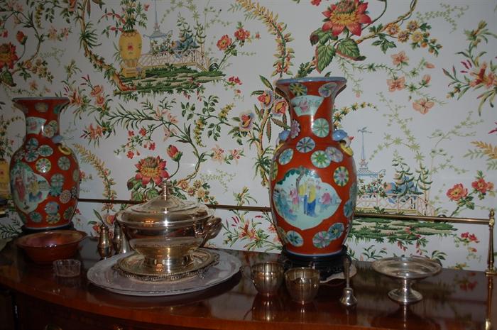 A large pair of Chinese Vases