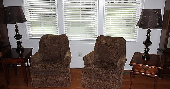 pair of comfy upholstered chairs in excellent condition