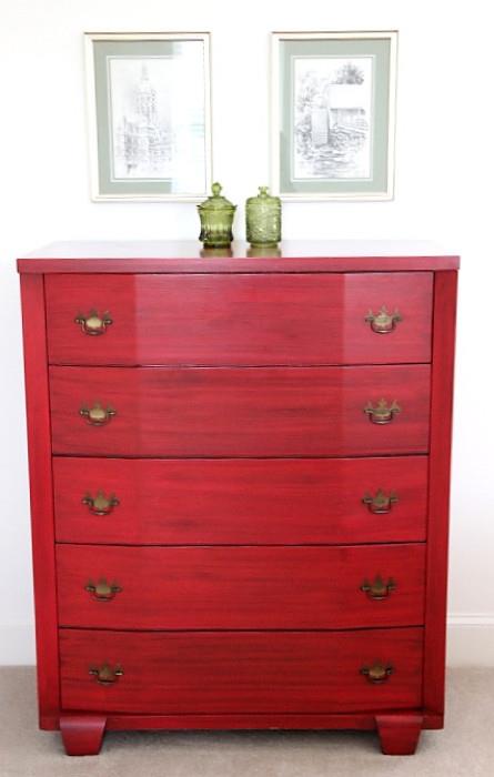 Vintage dresser, refinished in Chinese Red