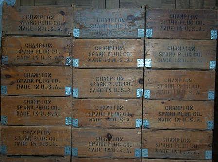Sample of 50 Champion Spark Plug wood crates