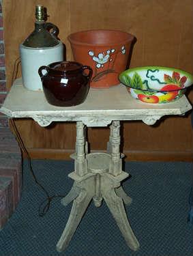 Victorian lamp table (painted), etc..