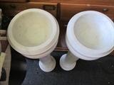 TOP VIEW OF A PAIR OF ANTIQUE MARBLE HOLY WATER HOLDERS FROM A HISTORIC DETROIT CHURCH