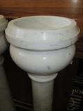 PAIR ANTIQUE MARBLE HOLY WATER HOLDER PEDESTALS FROM HISTORIC CHURCH - HARD TO FIND ITEMS  