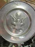 PEWTER SIGNED METAL CHARGER WITH PRESIDENTIAL EMBLEM FULL SIZE PLATESIZE