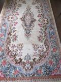KERMAN IRANIAN HAND WOVEN FLORAL PASTEL RUG WITH DETAILED FLORAL SPRAYS AND DETAILED BORDERS AND CENTRAL MEDALLION 