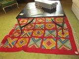 DETAILED HAND WOVEN KILM RUG WITH GEOMETRICAL IMAGES - VERY FINE DETAILED WEAVING