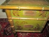CLOSE UP VIEW OF HAND PAINTED DREXEL SIGNED ASIAN STYLE DESK