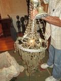 ANTIQUE CRYSTAL CHANDELIER.  NEEDS CLEANING.