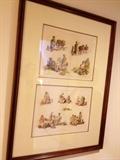 Framed, Linen Mat Vintage Book Plates