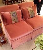Baker Slipper Chairs in Coral Velvet