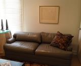 Moss Leather Couch by Sherrill