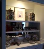 Antique Chinese Ginger Jars and more on the built in bar in the living room