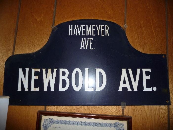 NYC Humpback Enamel Street Sign