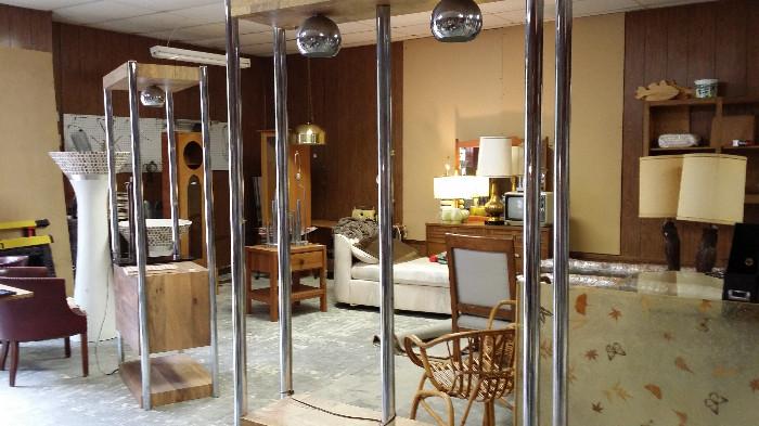 Fabulous chrome lighted room divider with (glass shelves included but not pictured)