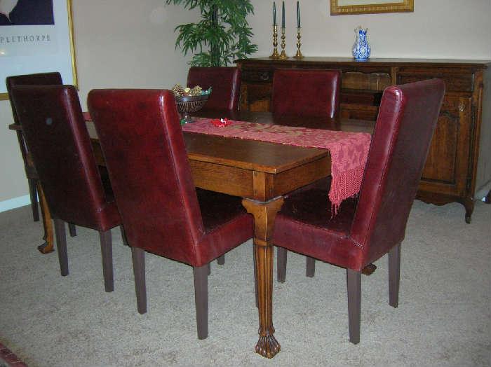 CUSTOM MADE TABLE & 8 LEATHER CHAIRS