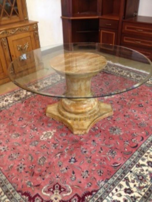 Fabulous 5 foot Glass Top on Crackle Distressed Base