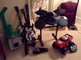 Guitar Hero, remote control truck, and other toys & games