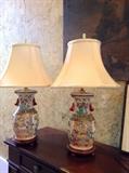 Pair of Asian porcelain lamps